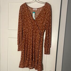 Kaileigh Rust Floral Long Sleeve Dress from Stitch Fix